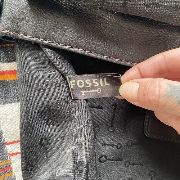 Y2K Fossil Black Leather Maddox Top Handle Crossbody Satchel Purse Handbag. - Picture 14 of 16